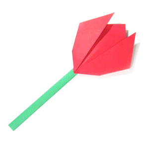 12th picture of easy origami tulip with two leaves II