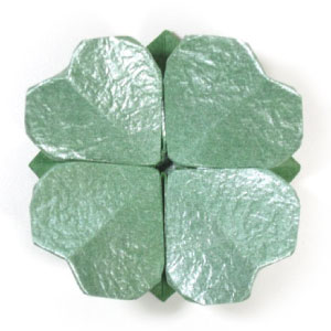 four-leaf origami clover with a flat base